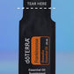 doTERRA Frankincense .25 mL sample sachet on a blue background with a dashed TEAR HERE line marking where to tear it open. doTERRA Frankincense Essential Oil Sample (.25 mL)