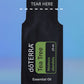 doTERRA Tea Tree .25 mL sample sachet on a blue background with a dashed TEAR HERE line marking where to tear it open. doTERRA Tea Tree Essential Oil Sample (.25 mL)