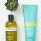 doTERRA spa products including body wash and lotion on a white tiled background with a succulent plant.