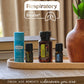 doTERRA Respiratory Bundle on a living room shelf