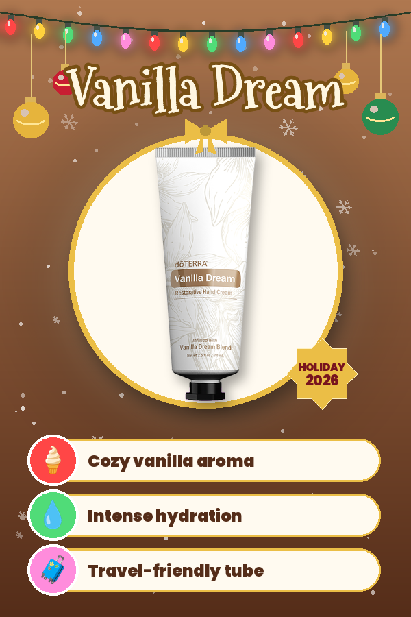doTERRA Vanilla Dream Restorative Hand Cream infographic