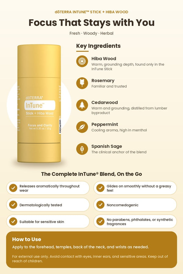 doTERRA InTune Stick + Hiba Wood