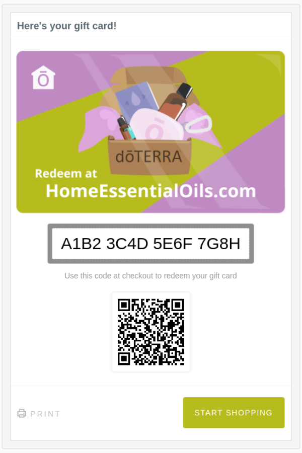 doTERRA Digital Gift Card Email